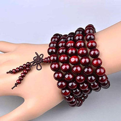 Rosewood Mala Beads Necklace - 10mm Beads, Handmade, Stretchable, Grounding Grace Rosary