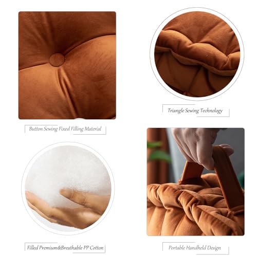 Round Floor Pillow, 23.6x23.6 Inch, Large Seat Cushion for Adults, Soft Thick Meditation Cushion Floor Seating with Handle for Yoga, Reading,Indoor, Outdoor, Dark Blue, 1PCS