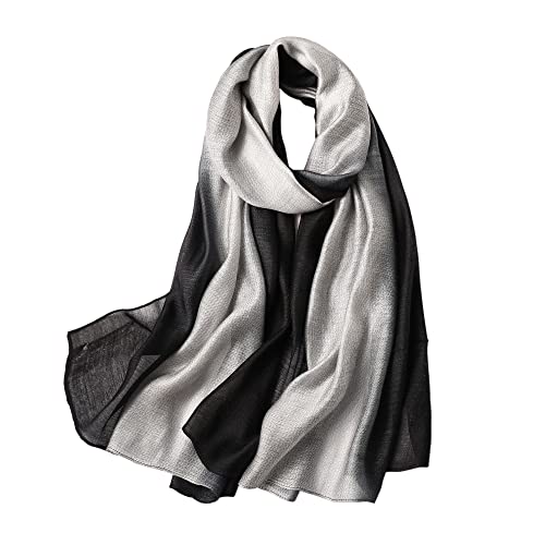 WINCESS.YU Women Gradient Scarf Long Shawls and Wraps Fashion Plain Pashmina Formal Scarf - color: Black and White