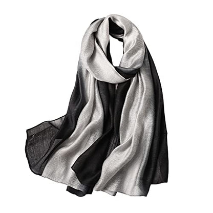 WINCESS.YU Women Gradient Scarf Long Shawls and Wraps Fashion Plain Pashmina Formal Scarf - color: Black and White