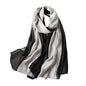 WINCESS.YU Women Gradient Scarf Long Shawls and Wraps Fashion Plain Pashmina Formal Scarf - color: Black and White