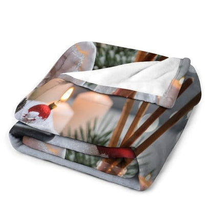 Christmas Balls Towels Throw Blanket, Soft Lightweight Cozy Warm Zens Stones Candle Flannel Blankets for Couch Bed Travel, 50"x60" - color: Christmas Balls Towels, size: 50"x60"
