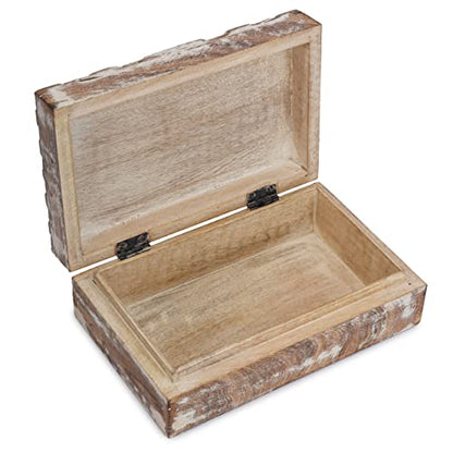 Ajuny Handmade Wooden Box – Hand Carved Line Design Keepsake Box, Decorative Jewelry Organizer Treasure Chest, Memory Storage Boxes Gift for Men and Women, 8x5 Inch - style: Big Line Design