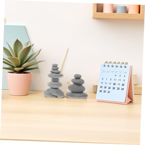 PRETYZOOM Japanese Garden Pebble Decor Zen Garden Ornaments Stacked Stone Decorations Decorative Rocks 2pcs Set