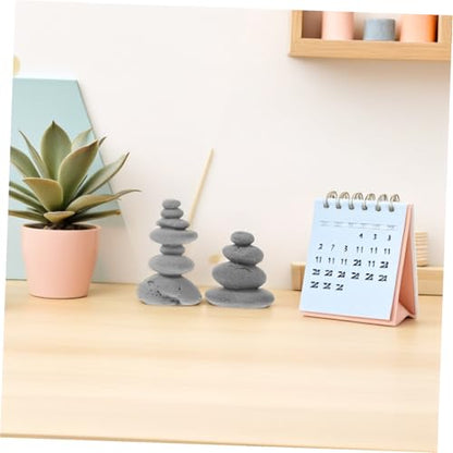 PRETYZOOM Japanese Garden Pebble Decor Zen Garden Ornaments Stacked Stone Decorations Decorative Rocks 2pcs Set