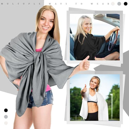 Patelai Sun Shawl Sun Protection Beach Travel Shawl Women's Beach Wraps for Women Travel Essentials - color: Black,dark Gray,white, size: 79 x 32 Inch