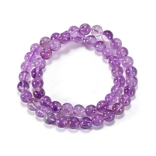 14in Agate Wrap Bracelet for Women Men Natural Round Beaded Agates Stone Healing Stretch Bracelets Elastic Handmade Polished Gemstone Beads Bracelet - color: Amethyst, size: 8mm Beads