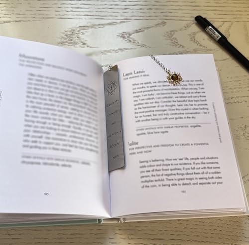 Encouragement Gift for Women Confidence Booster Bookmark with Tiger Eye Crystal Inspirational Mindful Gift for Readers, Writers, Students, Yogis - color: Power
