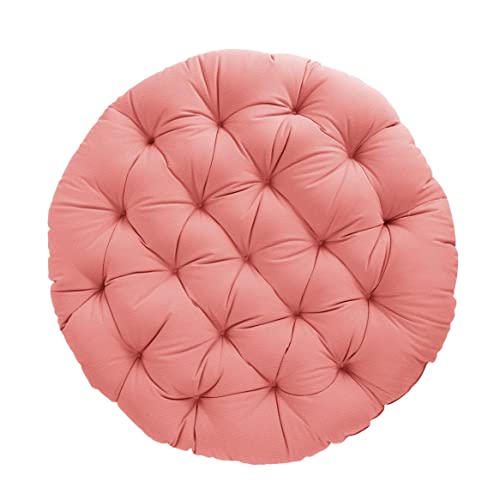 Sorra Home Tufted Papasan Cushion - Bucket & Moon Chair Comfy Round Cushion - Floor Pillow with Plush Foam for Indoor Furniture (Frame Not Included) - Coral (44" x 44" x 4") - color: Coral, size: 44 in x 44 in x 4 in