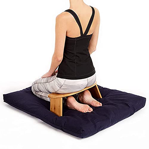 Portable Kneeling Meditation Bench with Foldable Legs, Perfect Kneeling Stool Ergonomic Bamboo Yoga Bench for Extended Practice (18" W x 7.5”L) with Carrying Bag