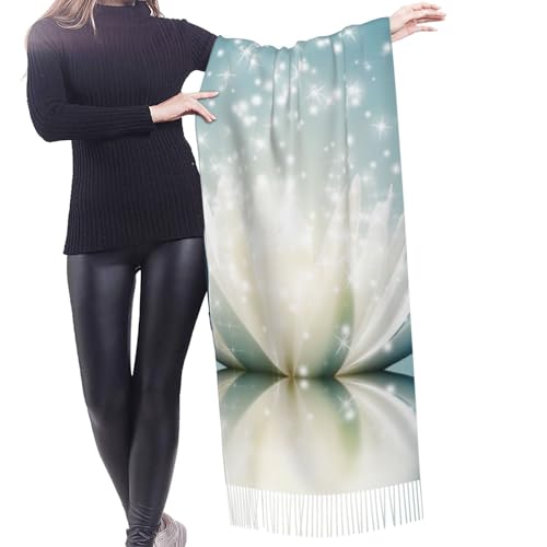 Spiritual Meditation Yoga Magic Lotus Flower Women'S Faux Cashmere Tassel Scarf Oversized Soft Shawl Wrap For Fall Winter Daily Wear Travel Gifting