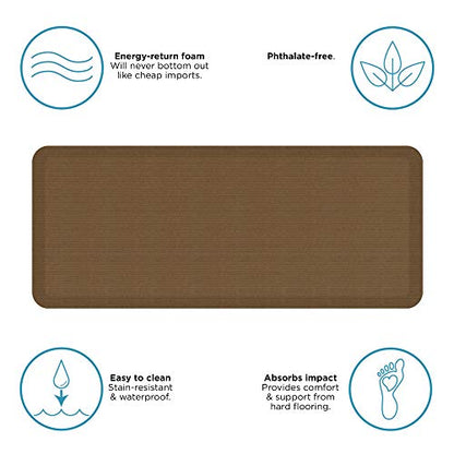 NewLife by GelPro Anti-Fatigue Designer Comfort Kitchen Floor Mat, 20" x48”, Grasscloth Khaki Stain Resistant Surface with 3/4” Thick Ergo-Foam Core for Health and Wellness