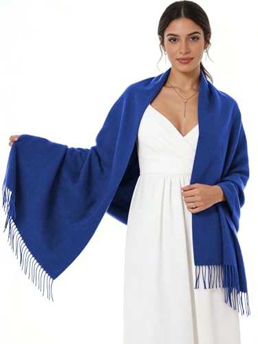 Sumolux Scarf for Women Pashmina Shawls Wraps for Evening Dresses Wedding Bridesmaid Gifts Winter Warm Soft Scarves - color: Royal Blue