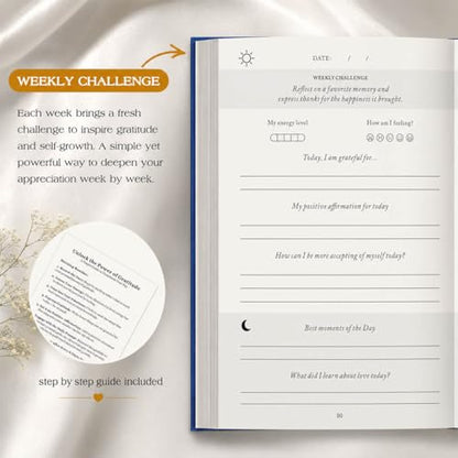 Gratitude Journal 2026 – Undated Daily Gratitude Journal with Upgraded Dynamic Prompts & Gift Box – 5 Minute Reflection, Mindfulness & Happiness Journal for Women & Men - color: Navy Blue