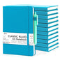 feela 12 Pack Notebooks Journals Bulk, Hardcover Notebook Classic Ruled Journal Set with Pen Holder for School Business Work Travel Writing, with 12 Black Pens, 120 GSM, 5.1”x8.3”, A5, Teal - color: 12 Teal