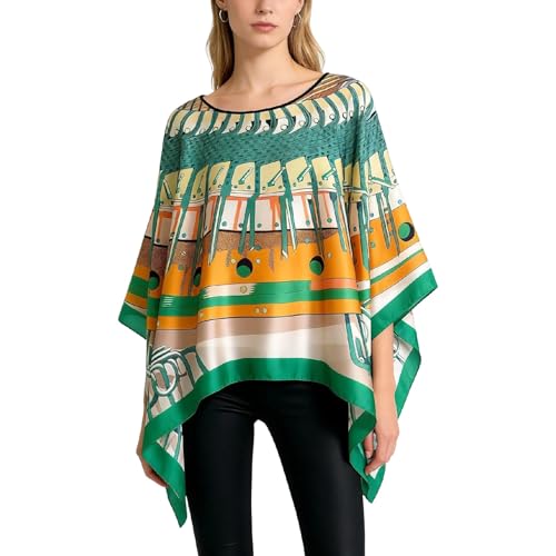 Women's Satin Cover Up Short Poncho Tops Sheer Chiffon Boho Pashmina Shawl Beach Soft Shawl - color: Style26