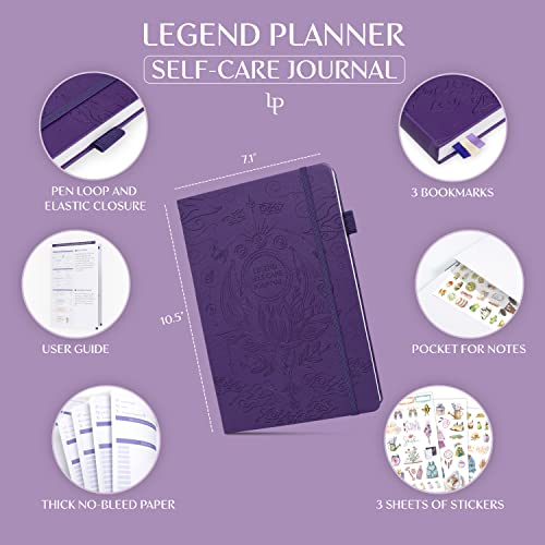 Legend Self-Care Journal – Guided Daily Reflection Journal to Support Mental & Physical Health – Daily Mood, Meditation & Personal Development Notebook – 7.1x10.5”, Lasts 3 Months (Purple) - color: Purple