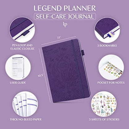 Legend Self-Care Journal – Guided Daily Reflection Journal to Support Mental & Physical Health – Daily Mood, Meditation & Personal Development Notebook – 7.1x10.5”, Lasts 3 Months (Purple) - color: Purple