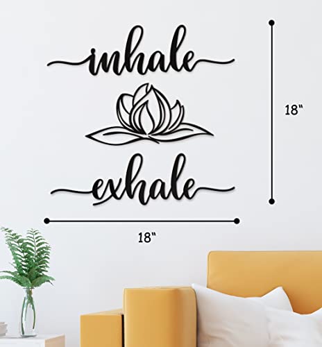 Vivegate Home Inhale Exhale Wall Art Lotus Flower Metal Zen Wall Decor - 18"X18" Black Modern Clearance Inhale Exhale Lotus Flower Metal Wall Signs For Hanging Room Shelf Décor