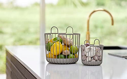 Zone Denmark Inu Basket - Stylish and Functional Storage for Kitchen, Bathroom, Children's Room, and Home Office - Powder-coated steel - 4.1" x 5.3" inches - X-Small - Taupe - color: Taupe