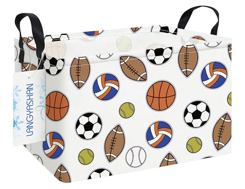 Rectangular Storage Bin Collapse Canvas Fabric Cartoon Storage Basket with Handles for Organizing Home Kitchen Boys and Girls Toys Office Closet Shelf Baskets (Rec Colorful Balls) - color: Rec Colorful Balls
