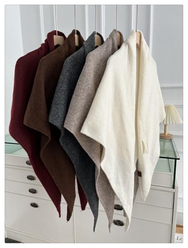 Women Pashmina Shawl Wraps Knitted Shawls and Wraps Cardigan Cape Wool Cashmere Shoulder Top Sweater Shawl Scarf - color: Khaki