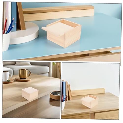Zerodeko 2pcs Unfinished Wooden Storage Box with Slide Lid Small Beige Jewelry Organizer for Diy Crafts Present Packaging Weddings and Special Occasions