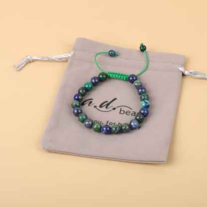 AD Beads Unisex 8mm Gemstone Bracelets Healing Macrame Adjustable 7-9 Inches || wear this healing natural gemstone bracelet help to erase your pain and fear || recover your energy||| - color: Lazuli Chrysocolla