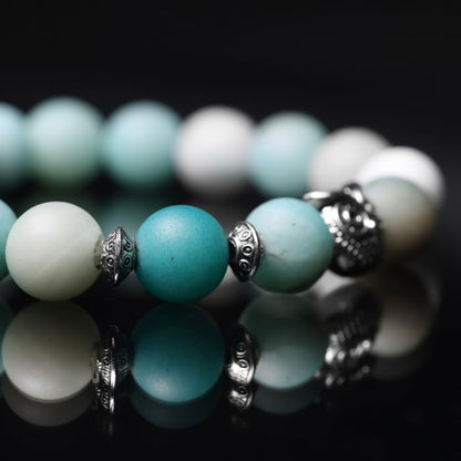 Tigranes Premium Natural Stone Bracelet Collection – Handmade Gemstone Jewelry in Luxury Branded Gift Box - style: Amazonte Beads 10mm