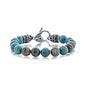 Black and Blue/Black and Gold/Black and Rose Gold Plated Stainless Steel 8.5’’ Men’s Link Solid Bracelet - style: Genuine Apatite Stone