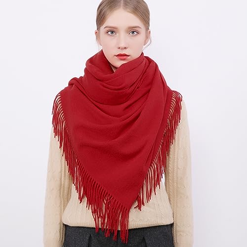RIIQIICHY Winter Scarfs for Women Pashmina Shawls Wraps for Evening Dresses Large Warm Soft Scarves - color: Red