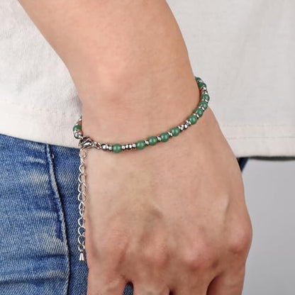 LPBeads Beaded Bracelets for Women Energy Gemstone Charm Jewelry Adjustable Bracelet Gifts for Mom, Daughter, Wife, Friends, Bestie - color: Green Aventurine