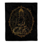 3dRose Golden Buddha Yoga Zen with Gold Mandala Religion Silktouch Minky Blanket