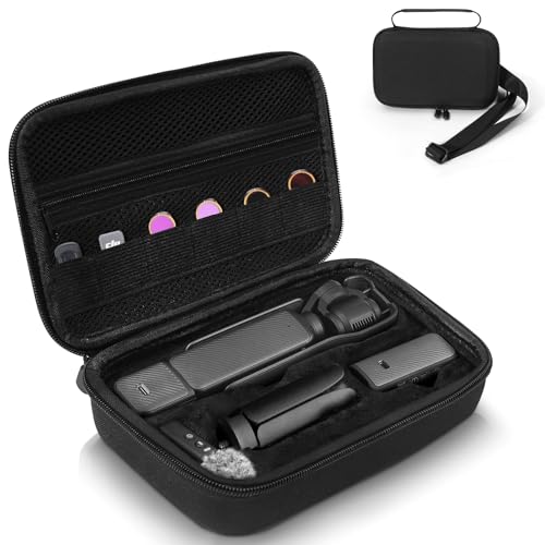 Case for DJI OSMO Pocket 3 Camcorder Combo, Hard Storage EVA Bag with 1 Adjustable Strap & 2 Screen Protector & 1 Mini Tripod for Pocket 3,Portable Waterproof Carry Case Accessory for Travel,Black - color: Black