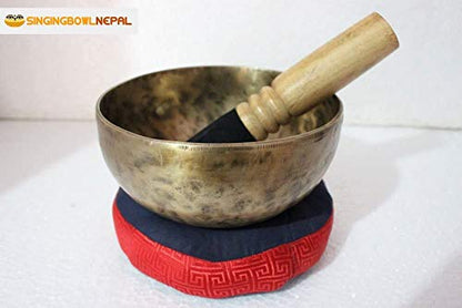 Singing Nepal Solar Plexus Chakra E Note Authentic Hand Hammered Tibetan Meditation Singing Bowl 7 Inches - Yoga Old Bowl