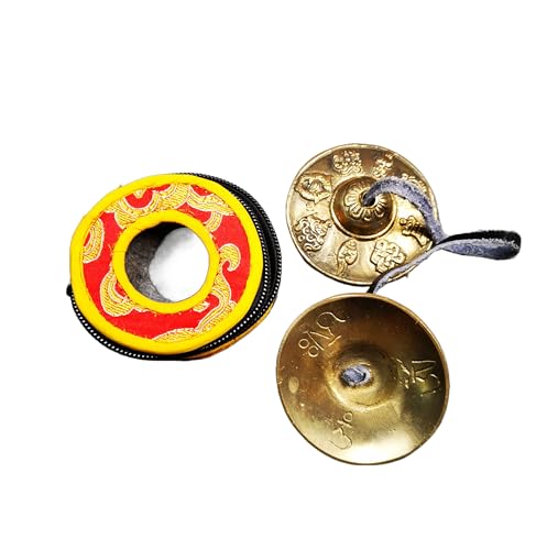 Tibetan Tingsha Bell Set - Tibetan Cymbals - for Sound Healing, Yoga, Meditation, and Mindfulness,Handmade in Nepal,Made of Brass,Astamangal Pattern,6.5cm/2.6 inch - color: 3-Brass-Astamangal-6.5cm