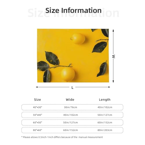 Yellow Lemon 1 Prints Throw Blanket (320g Flannel) Anti-Pilling Warm Fuzzy Blankets for Bed Sofa Couch Travel 40x30 Inch - color: Yellow Lemon 1, size: 40x30 Inch