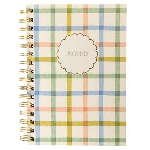 Graphique Plaid Hardbound Spiral Journal, 160 Ruled Pages Hard Cover Notebook, Diary, Lists, Record Month and Date, Premium Paper, 6” x 8” - color: Plaid