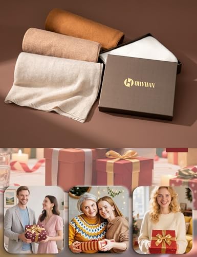 Luxury Cashmere Shawl and Wrap for Women, All-Season Pashmina Scarf Travel Blanket Large Cashmere Wool Blend Shawl