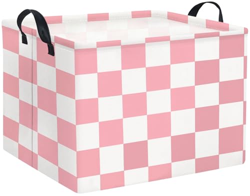Rectangular Baby Girl Basket Fabric Storage Basket Storage Bin Organizer Box Room Decor(Pink Checkered) - color: Pink Checkered