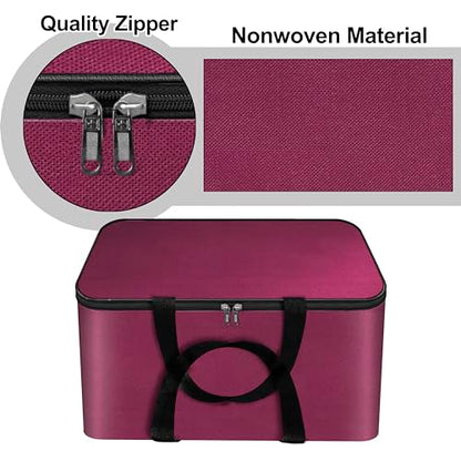Storite 2 Pack Small Non-Woven Fabric Clothes Storage Bags | Foldable Wardrobe Organizer with Zipper & Handle | Underbed Cloth Storage Box for Sarees, Blankets & Toys (Non-Woven, 41_35_23.5 cm)