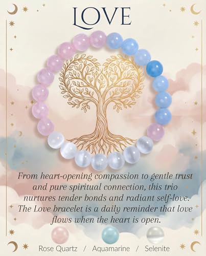 Bivei Protection Bracelet, Strength Crystal Healing Bracelet 8MM - Spiritual Stretch Beaded Jewelry for Women Men Gift - color: Love