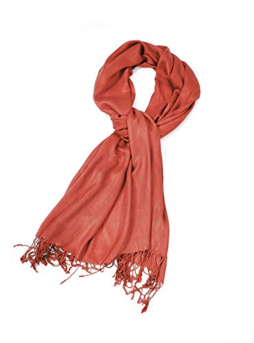 Sakkas Large Soft Silky Pashmina Shawl Wrap Scarf in Solid Colors - color: Rust