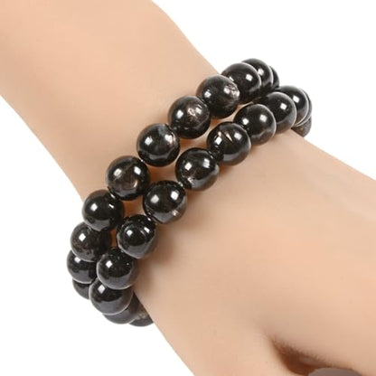 Justinstones Gem Semi Precious Gemstone 10mm Round Beads Stretch Bracelet 7 Inch Unisex - color: Hypersthene