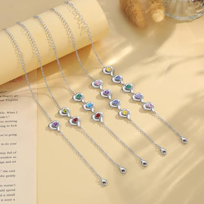 Personalized Mother Bracelet with Birthstones - Adjustable Name Bracelet for Mom, Grandma, Women | Unique Gifts for Mothers Day, Custom Mom Jewelry for Her