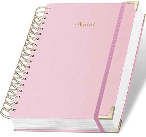 Spiral Notebook Journal, 328 Pages Linen Hardcover College Ruled Notebook, Lined Thick Journals for Women Men, A4 Thick Spiral Journal for Writing, 100GSM Paper, Cute Notebooks for Work School - color: A-Notes-Pink, size: A4(8.5INCH×11INCH)
