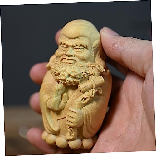 Bodhidharma Hand-Carved Wooden Statue Ornament Yellow Birch Material Zen Decor for Home Office Unique Desktop Figure for Meditation Spaces