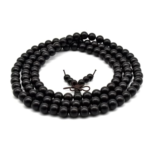 Zen Dear Unisex Natural Ebony Wood Buddhist Prayer Bead Necklace Bracelet Tibetan Prayer Mala Beaded Black - style: 08mm 108beads