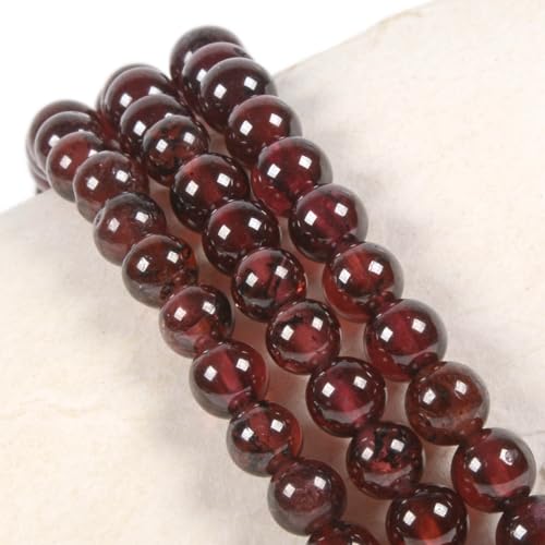 Justinstones Gem Semi Precious Gemstone 3pcs 4mm Round Beads Stretch Bracelet 6.5 Inch Unisex - color: Garnet