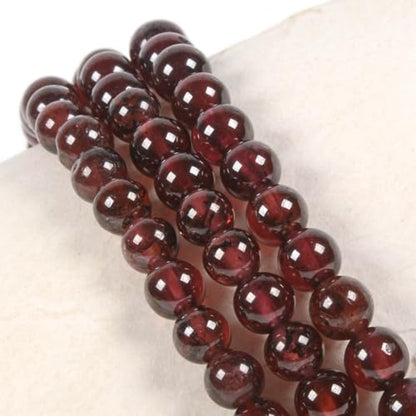 Justinstones Gem Semi Precious Gemstone 3pcs 4mm Round Beads Stretch Bracelet 6.5 Inch Unisex - color: Garnet